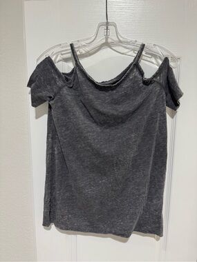 All Saints Washed Charcoal Cold-Shoulder Women’s Top